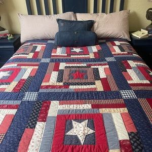 American quilt, 84” by 94” super soft, flannel rose back, appears to be handmade